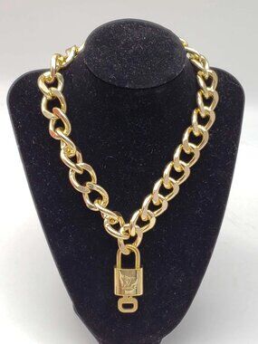 Gold-Plated Necklace with Authentic Louis Vuitton Padlock